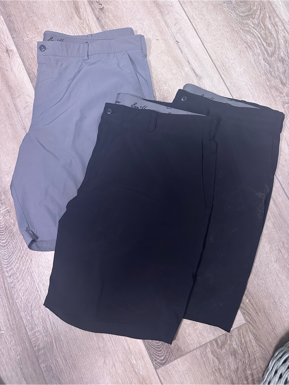 Hogan Men Shorts Flat Front - Black & Gray
